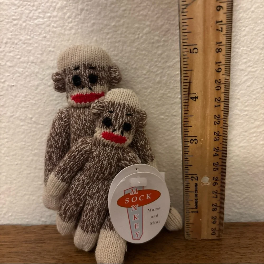 Vintage 90’s New Monkey‎ Sock Puppet mini - Mama & Mini - NWT - 5 Inches